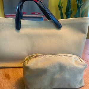 Canvas Bag/ Tote with strap and cosmetic bag